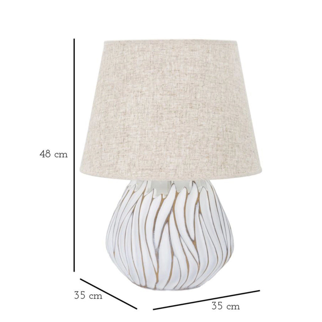 Lampada da Tavolo VKH167, Bianco, Poliresina, 35x35x48 cm
