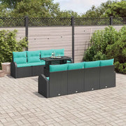 Set Divano da Giardino 9 pcs Nero Rattan in Polipropilene 3357349