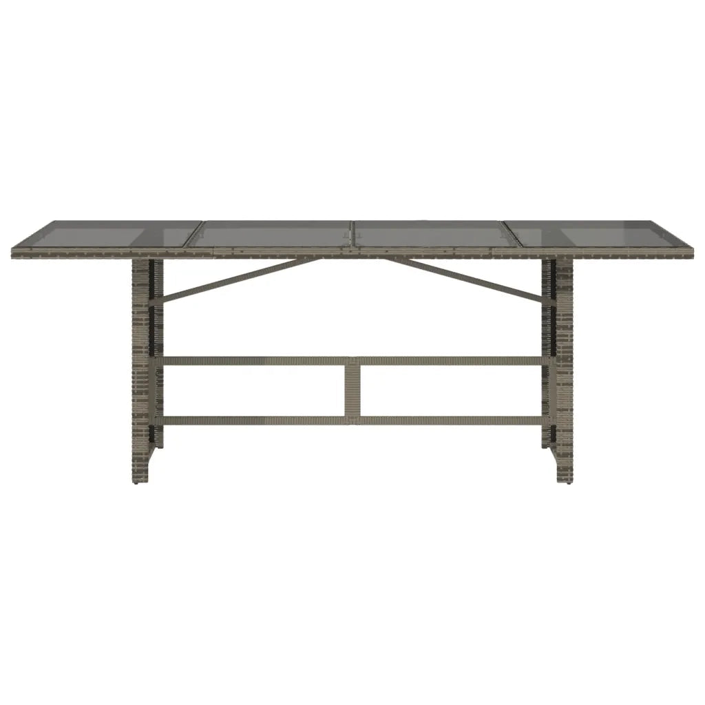 Tavolo da Giardino Piano in Vetro Grigio 190x80x75cm Polyrattan