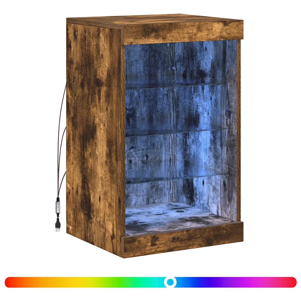 Credenza con Luci LED Rovere Fumo 41x37x67 cm