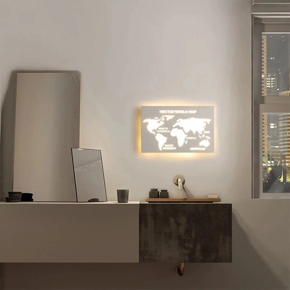 Applique lampada a led per parete muro illuminazione planisfero cambia 3 luci