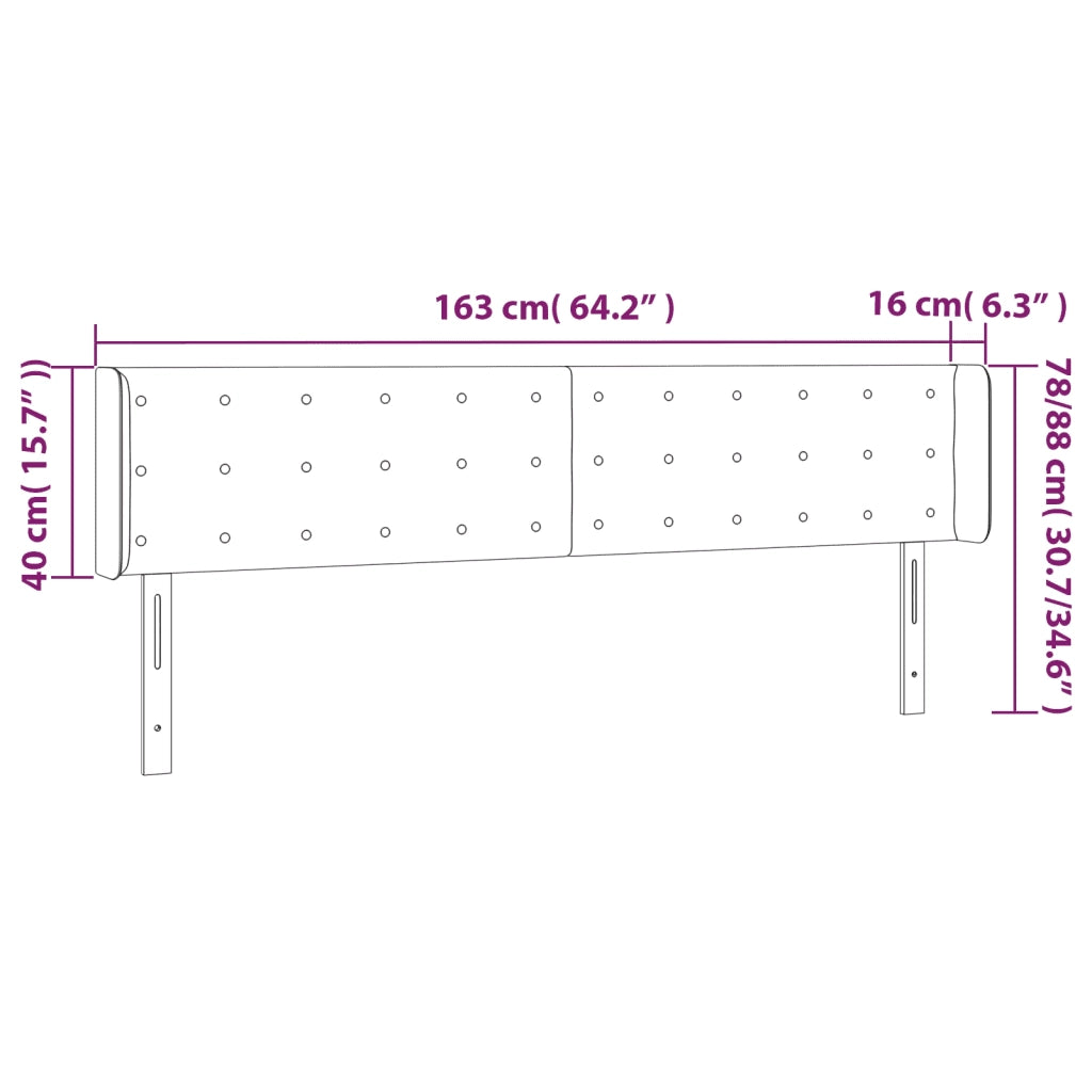 Testiera | Testata a LED Bianca 163x16x78/88 cm in Similpelle