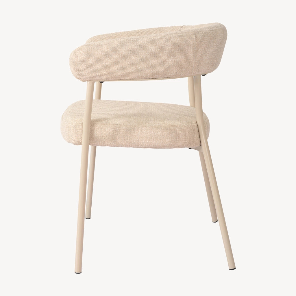 Set di 2 Sedie Huk Imbottite Schienale a Fascia Continua Rivestimento in Tessuto - Beige [en.casa]