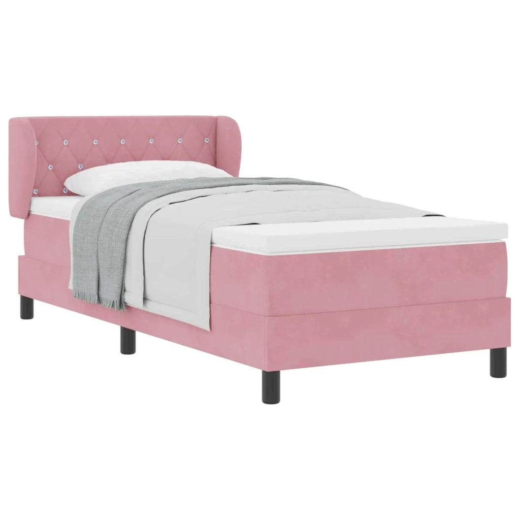 Letto a molle con testiera Rosa 100 x 200 cm Velluto 3340327