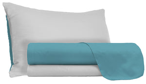 Set Lenzuola Matrimoniale Sopra Sotto e Federe Doubleface Ottanio/Grigio Chiaro