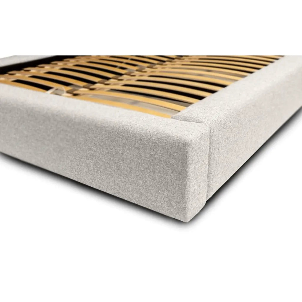 Lit coffre CERVIN – Tessuto bouclé Sabbia nuvolosa – 160x200 cm – Rete sollevabile – Design contemporaneo