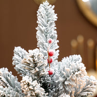 Albero di Natale Mini Innevato 60 cm con Pigne e Bacche Rosse per Interni