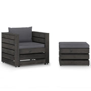 Set Divani da Giardino con Cuscini 2 pz Legno Impregnato Grigio cod mxl 43845