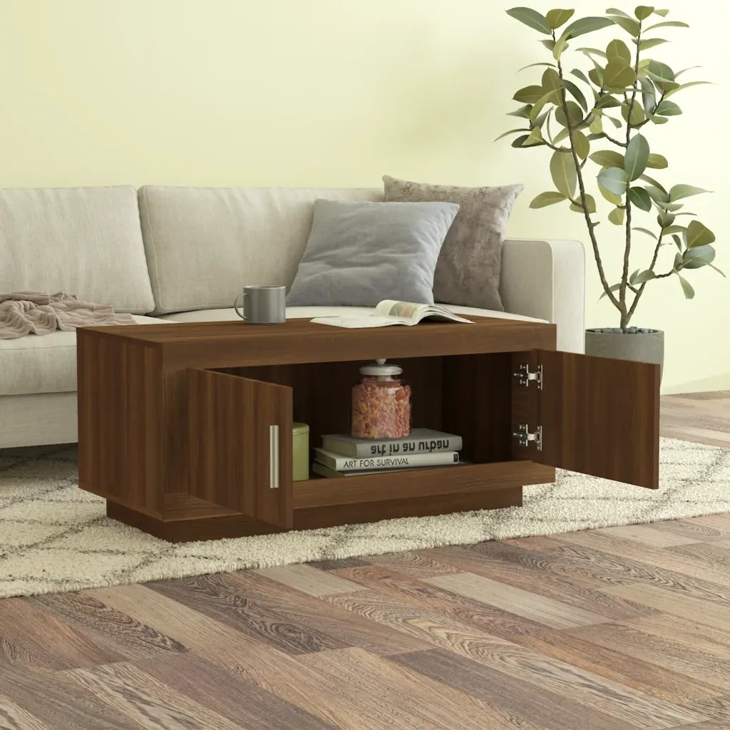 Tavolino Salotto-Tavolino da soggiorno-Tavolo Rovere Marrone 102x50x45 cm Legno Multistrato
