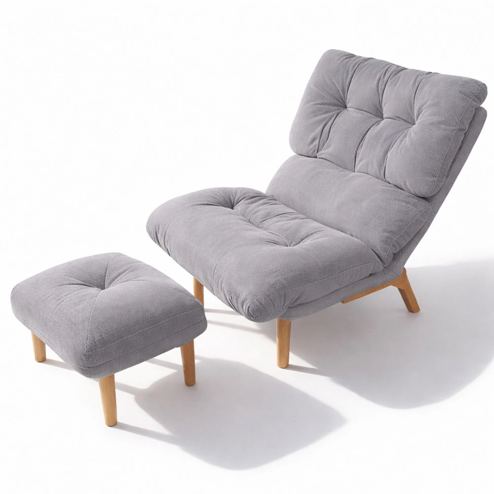 Poltrona Reclinabile con Poggiapiedi Imbottita Alta Densità Seduta Ergonomica Grigio