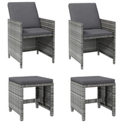 Set Sedie da Giardino con Poggiapiedi 4 pz | Sedie da Esterno in Polyrattan Grigio