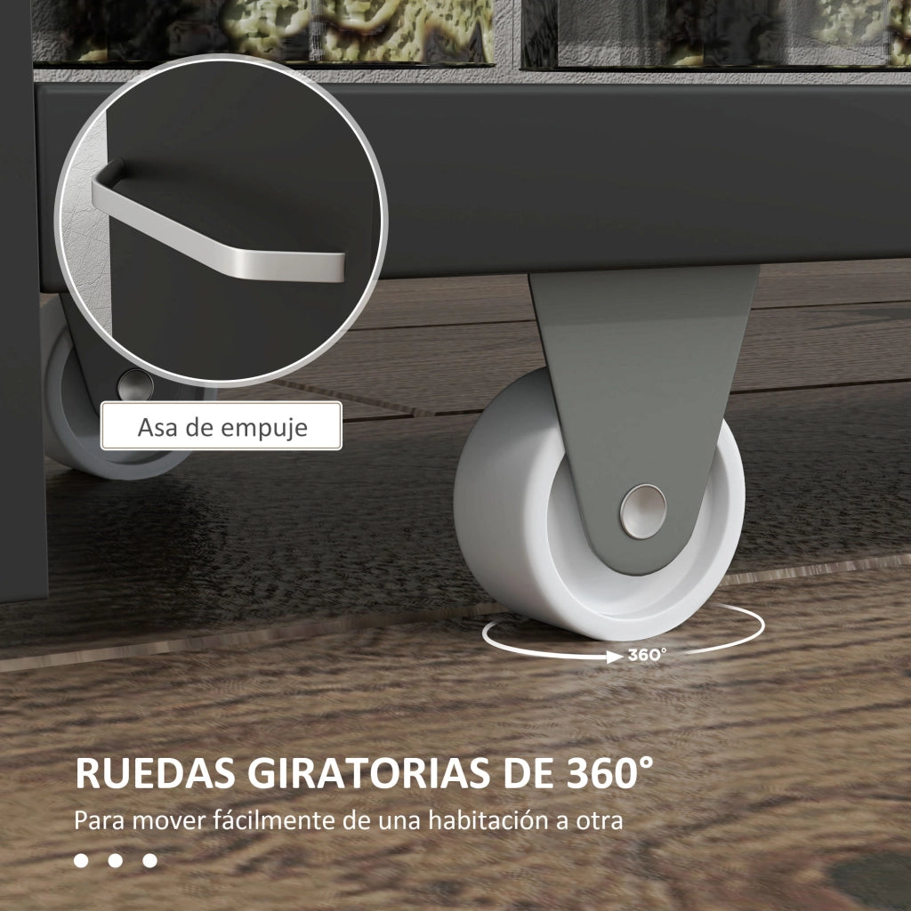 Carrello Portautensili da Cucina a 3 Ripiani ¨C zephmum ¨C Nero 48x15x80 cm
