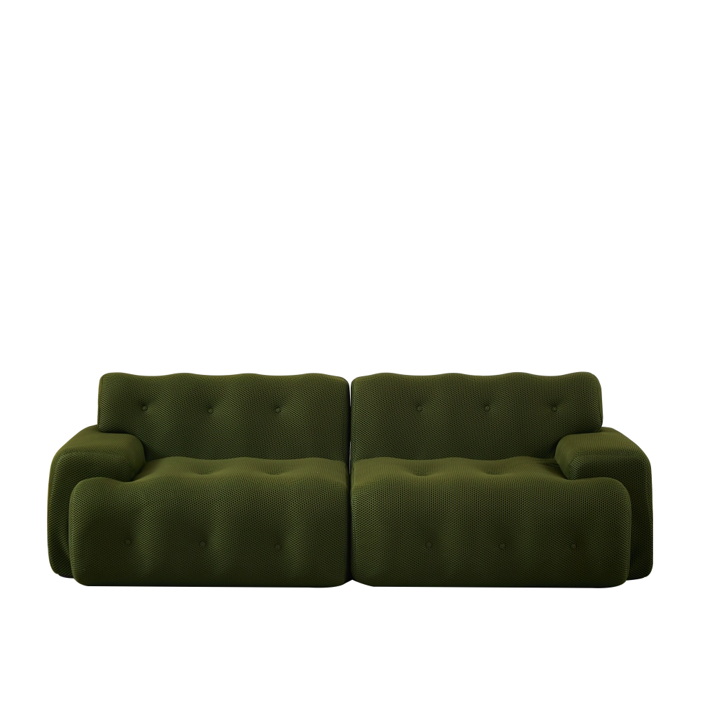 Divano 2 Posti Cloud con Braccioli Larghi ¨C MINIMAL ¨C Verde, Velluto, Design Moderno