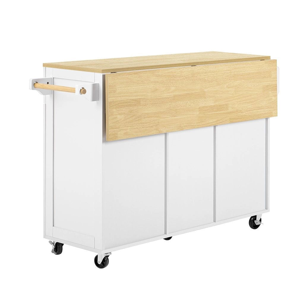 ?lot cucina mobile con ruote - Xylo - Tavolo estendibile, cassetti multifunzione, ideale per cucina e sala da pranzo, bianco