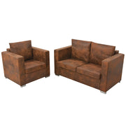 Divani Set 2 pz in Pelle Scamosciata Artificiale cod mxl 24636
