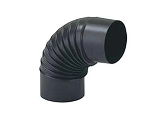 GOMITO 90  ° PORCELLANATO STUFE A LEGNA NERO OPACO ALA SMALTO CLASSIC   EE ¸ mm.150    ALA