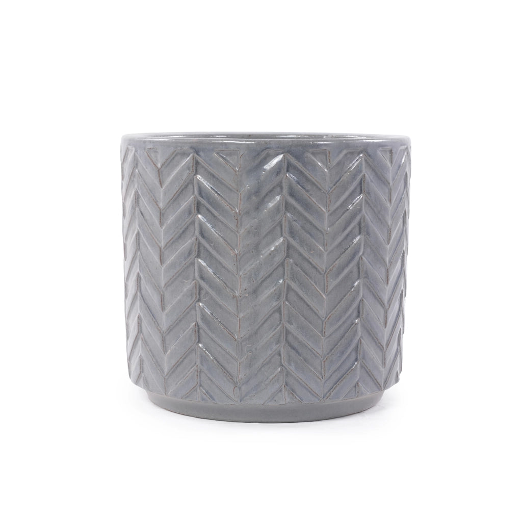 VASO DA FIORI 38 cm in ceramica grigio cenere lavorato a mano