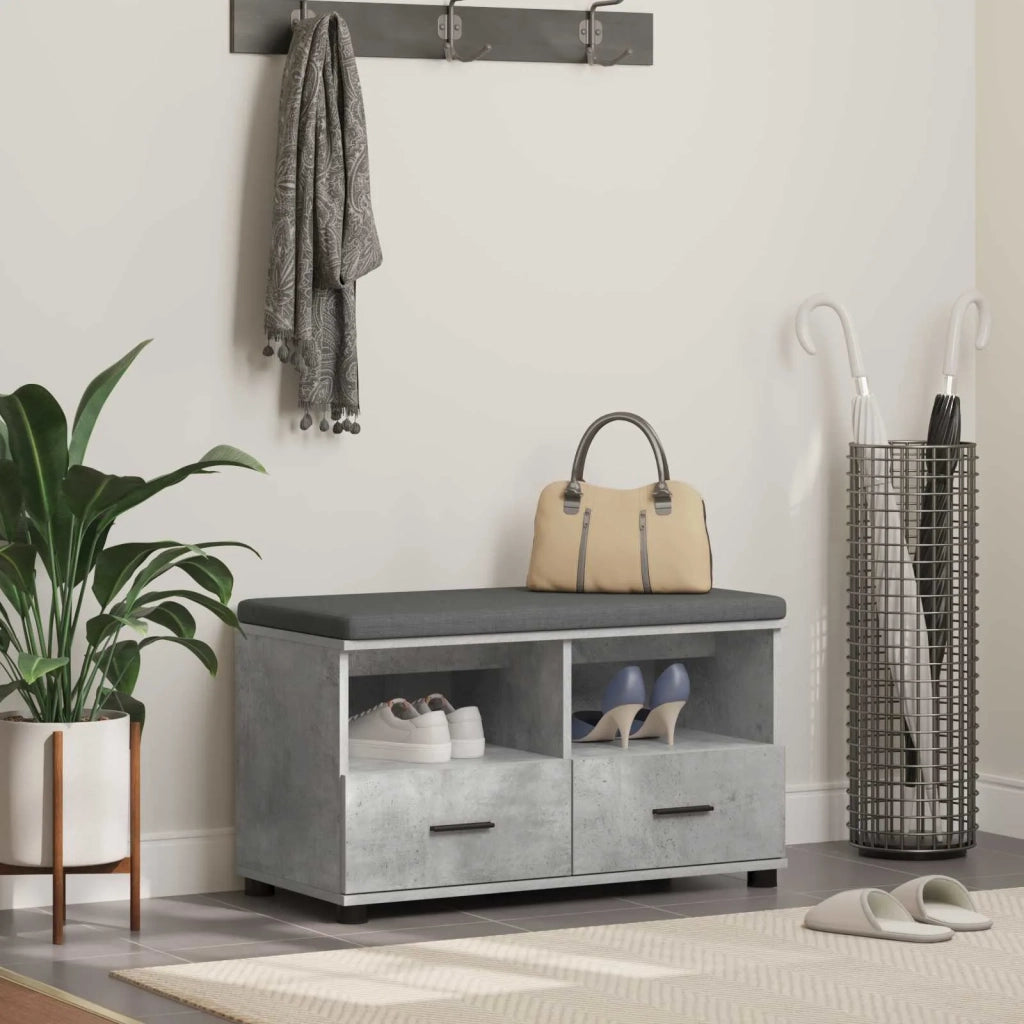 Panca per ingresso con cuscino Grigio Cemento 80 x 38 x 46 cm