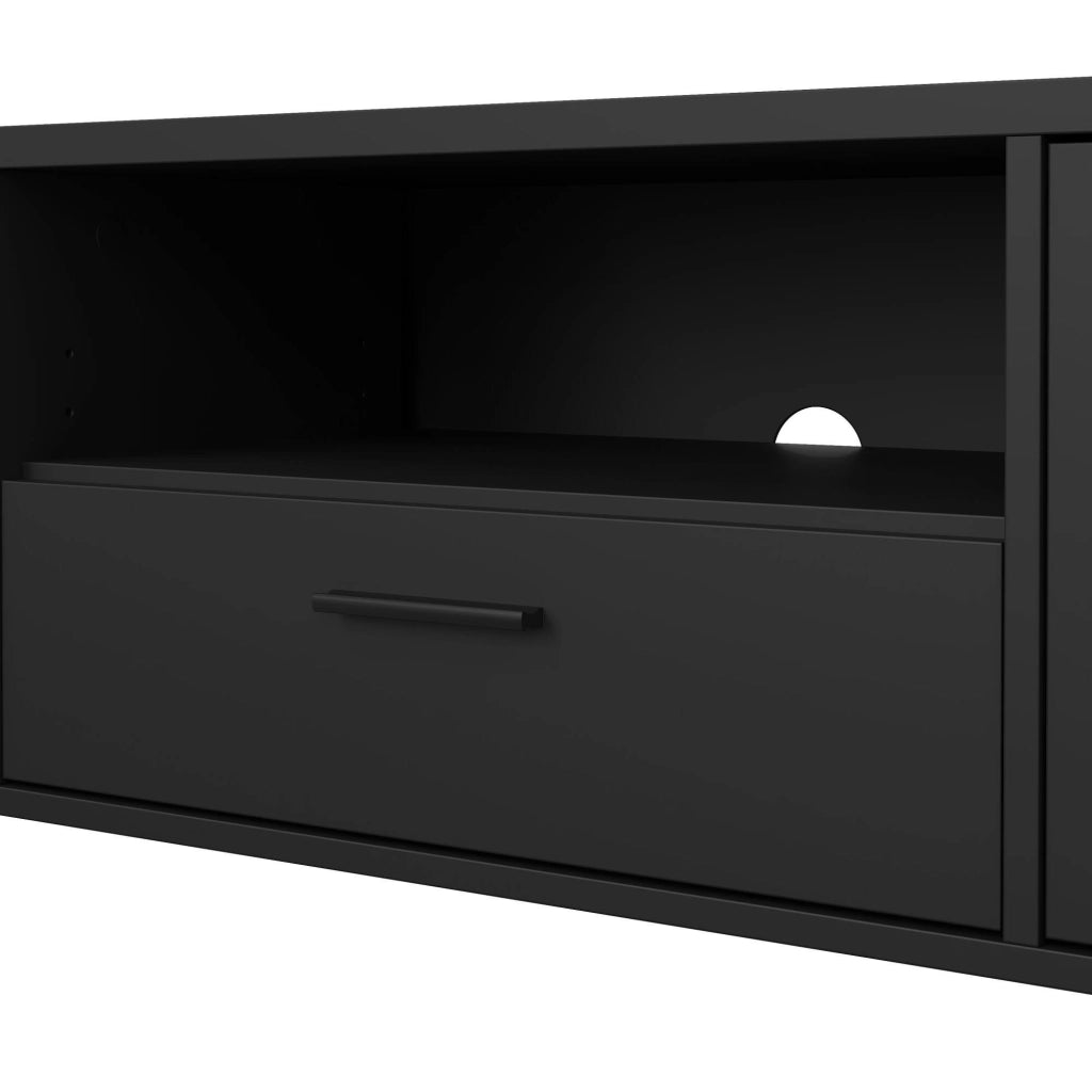 Mobile porta TV Giaele, Credenza da soggiorno, Armadio basso per TV, Base parete attrezzata, 177x40 h38 cm, Nero