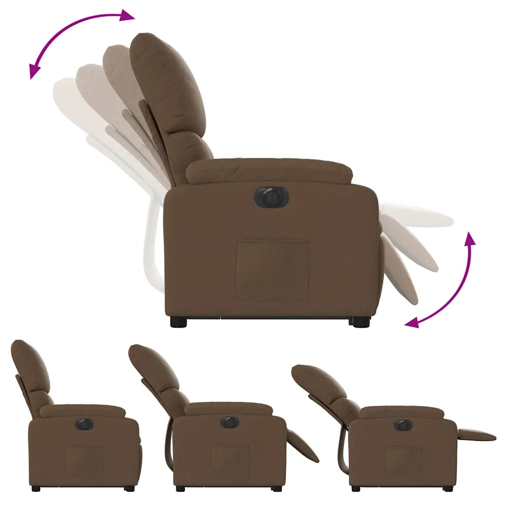 Poltrona Alzapersona Reclinabile Elettrica Marrone Tessuto 3204852