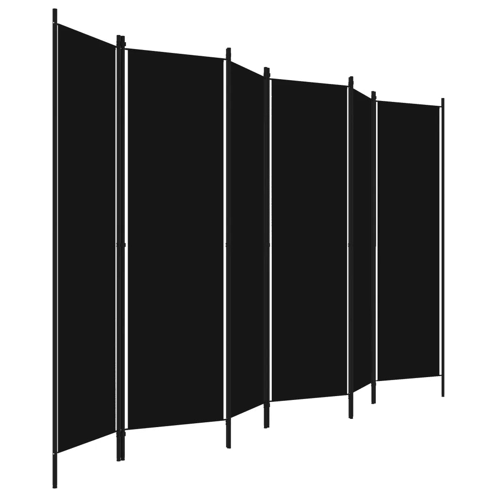 Paravento a 6 Pannelli-Divisorio Nero 300x180 cm