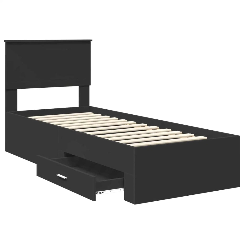 Struttura del letto con testiera Nero e Argento 75 x 190 cm 3410959