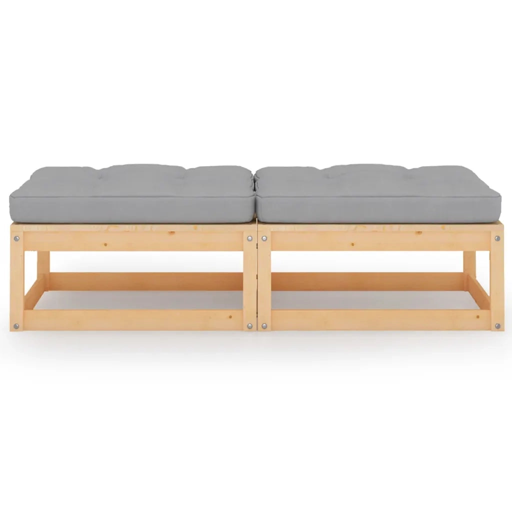 Poggiapiedi da Giardino con Cuscini 2pz Legno Massello di Pinocod mxl 120743
