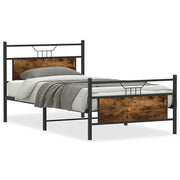 Letto singolo | Letto per adulti | Giroletto senza Materasso Rovere Fumo 100x200 cm in Truciolato