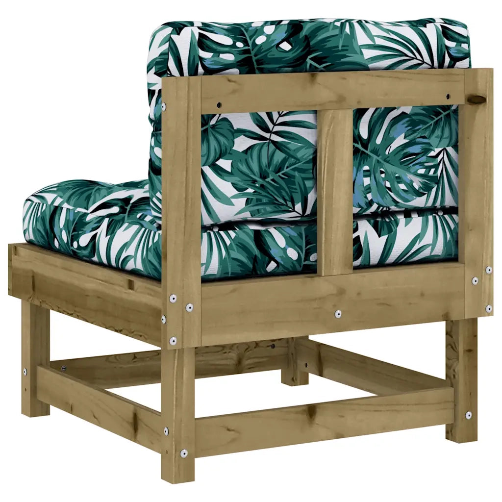 Divano Centrale con Cuscini-Sofa Modulare-Divanetto in Legno Impregnato di Pino 330087
