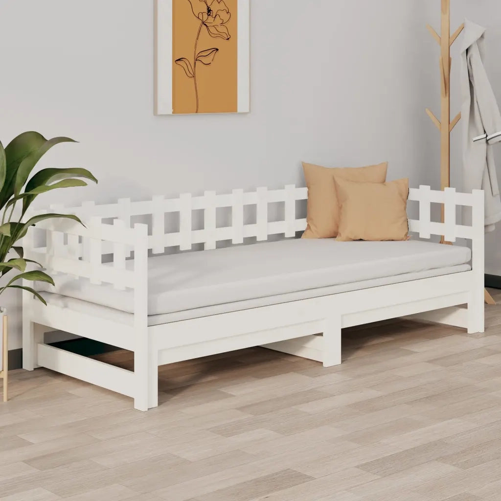 Dormeuse Estraibile Bianca 2x(90x190) cm Legno Massello di Pino cod mxl 31933