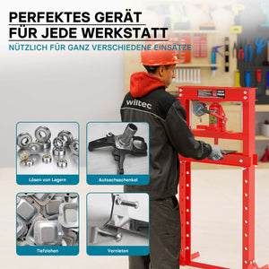 Pressa idraulica da officina 12t Pressa a telaio per cuscinetti con manometro