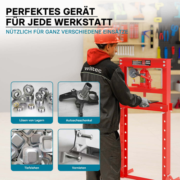 Pressa idraulica da officina 12t Pressa a telaio per cuscinetti con manometro