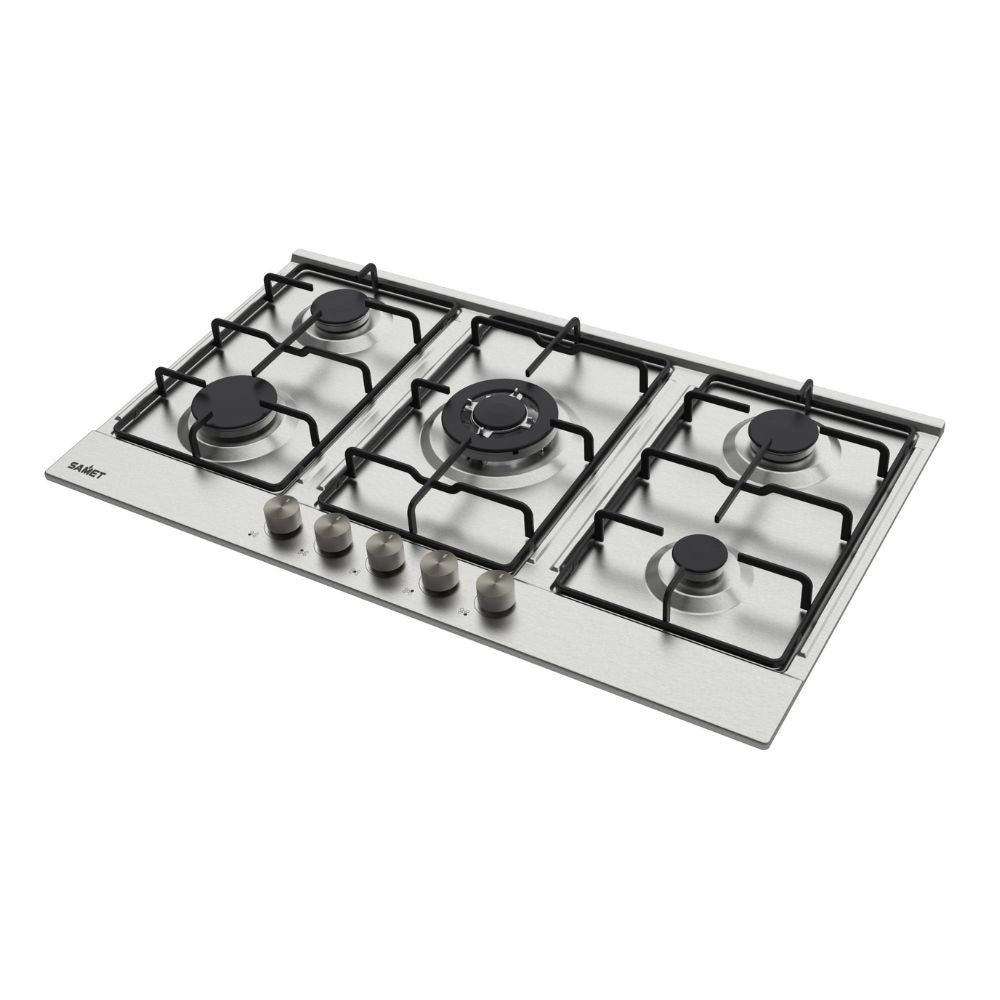 Piano Cottura gas 5 fuochi 90 cm Acciaio inox Samet Apollo2