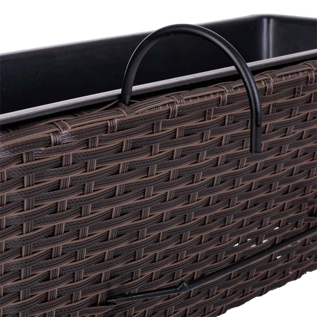 Fioriera sospesa in polyrattan marrone 61x20/29x19/23h