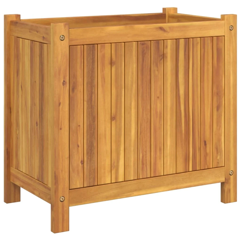 Fioriera rialzata per piante fiori e patio con rivestimento 54 x 31 x 50 cm legno massello di acacia marrone 02_0038139