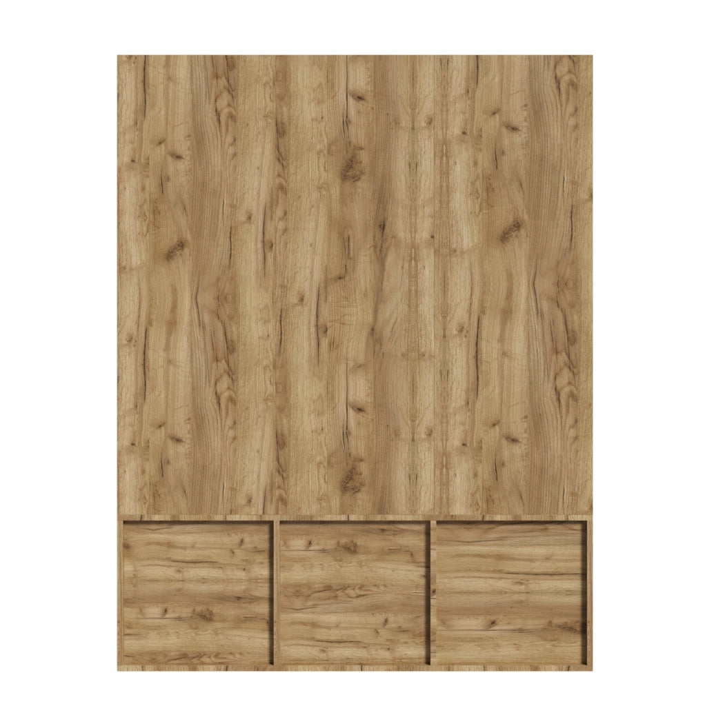 Guardaroba ingresso 120x35x159 cm con specchio; 5 ganci e 2 cassetti; effetto legno naturale