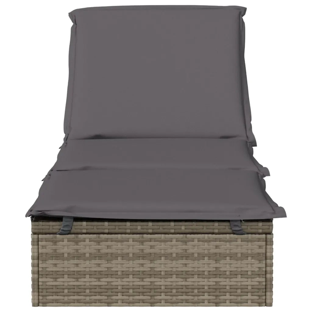 Lettino 1 pz con Cuscino Grigio 201x55x62 cm in Polyrattan 319631