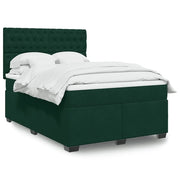 Giroletto a Molle con Materasso Verde Scuro 140x200 cm Velluto