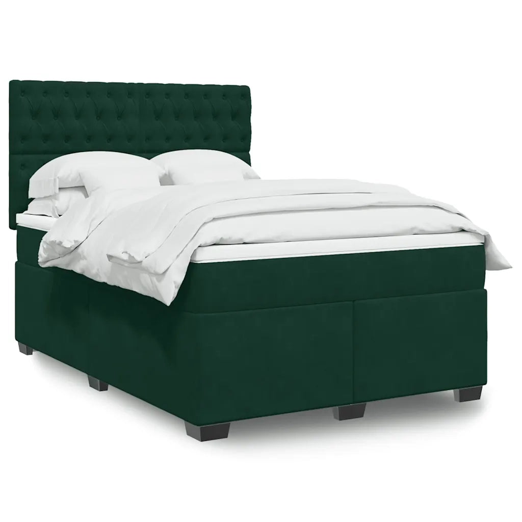 Giroletto a Molle con Materasso Verde Scuro 140x200 cm Velluto