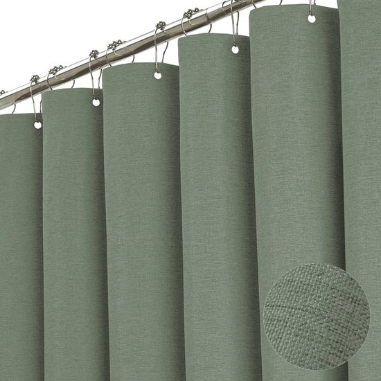 Douchegordini in stoffa, tessuti a texture lini, pesanti telai in poliestere per douchegordini, tende decorative acqua-resistenti per ambienti di lusso in hotel - 1,8 m * 2 m - Grigio più verde