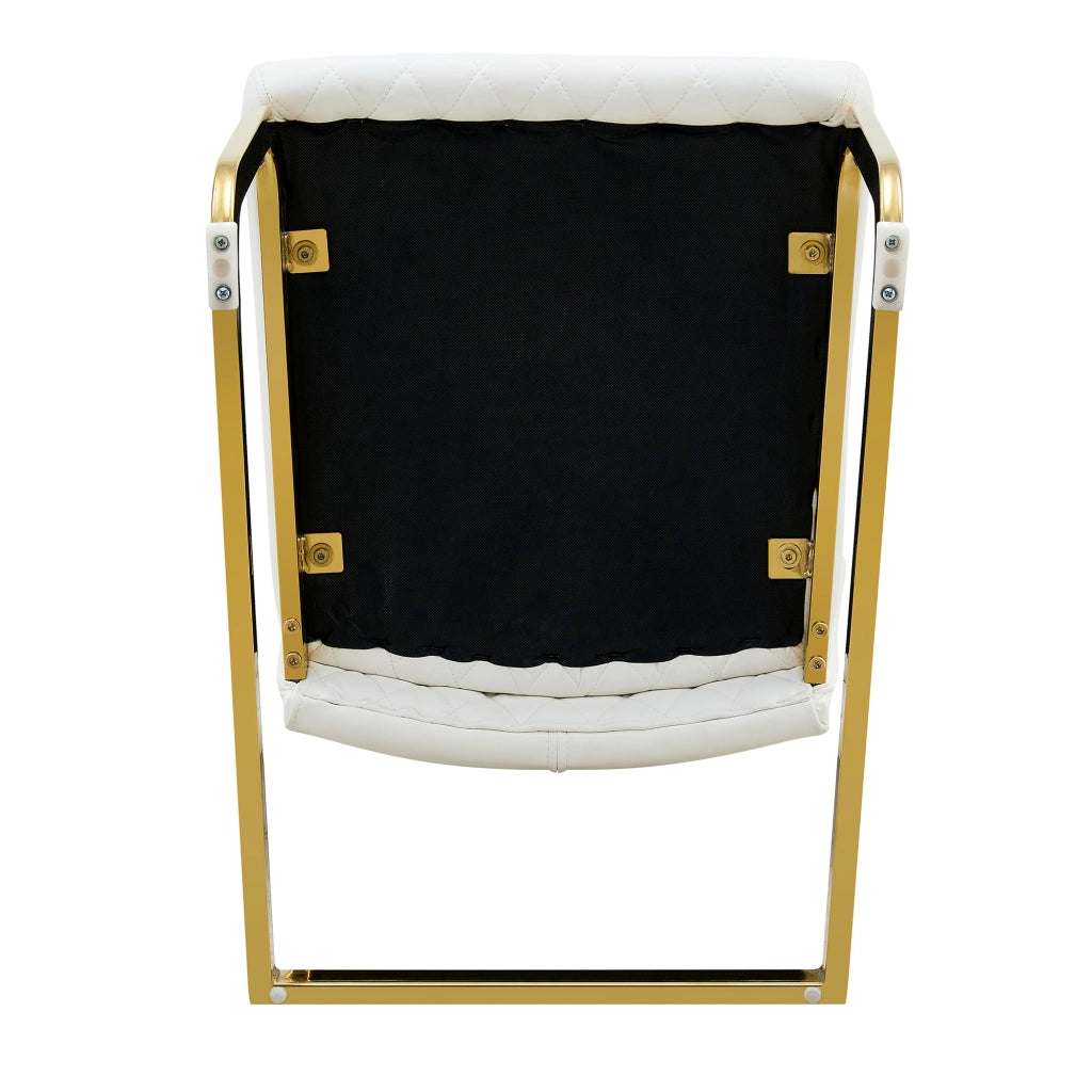 SEDIA da pranzo schienale alto 100 cm in PU bianco e metallo oro, set da 2 pezzi