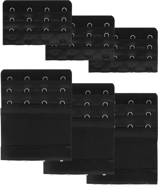 Estensione di reggiseno 6 pezzi - morbido/comodo - estensione di cintura reggiseno elastica - 4 ganci - 3 righe - polyester - estensore reggiseno
