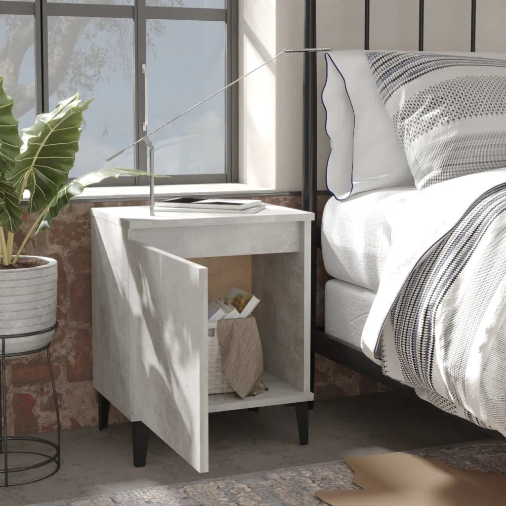 Comodini con Gambe in Metallo Grigio Cemento 40x30x50 cm 805842