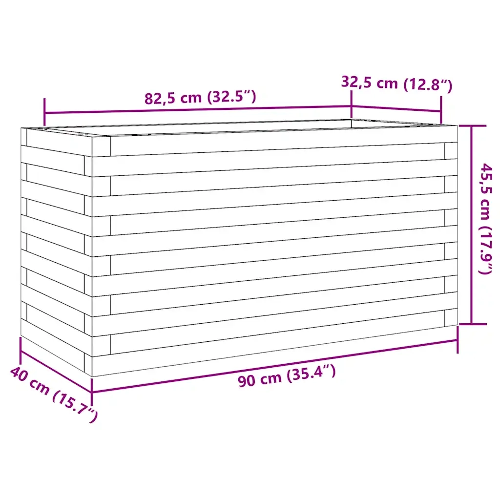 Fioriera da Giardino Bianca 90x40x45,5cm Legno Massello di Pino