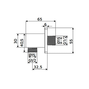 Presa acqua quadrata realizzata in ottone finitura nero opaco