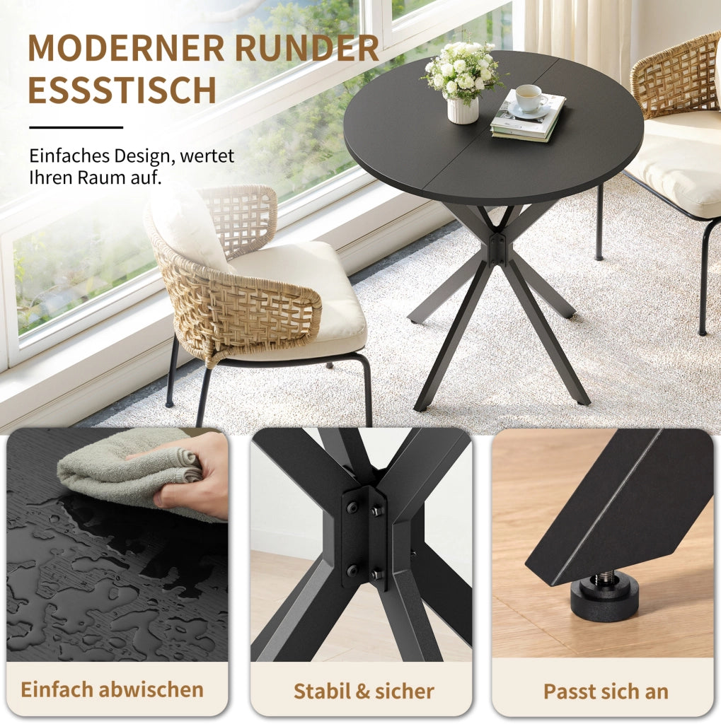 Tavolo rotondo nero Ø 80 cm con gambe a X