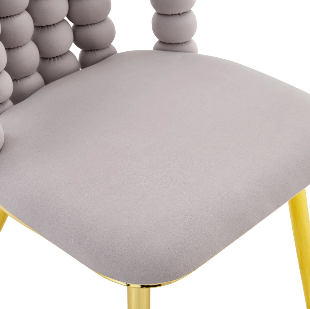 Sedia 68x57x54.5 cm con schienale open back a catena sferica in velluto grigio chiaro