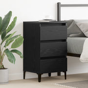 Comodino  con Gamba in Metallo Nero Rovere 40x35x69 cm