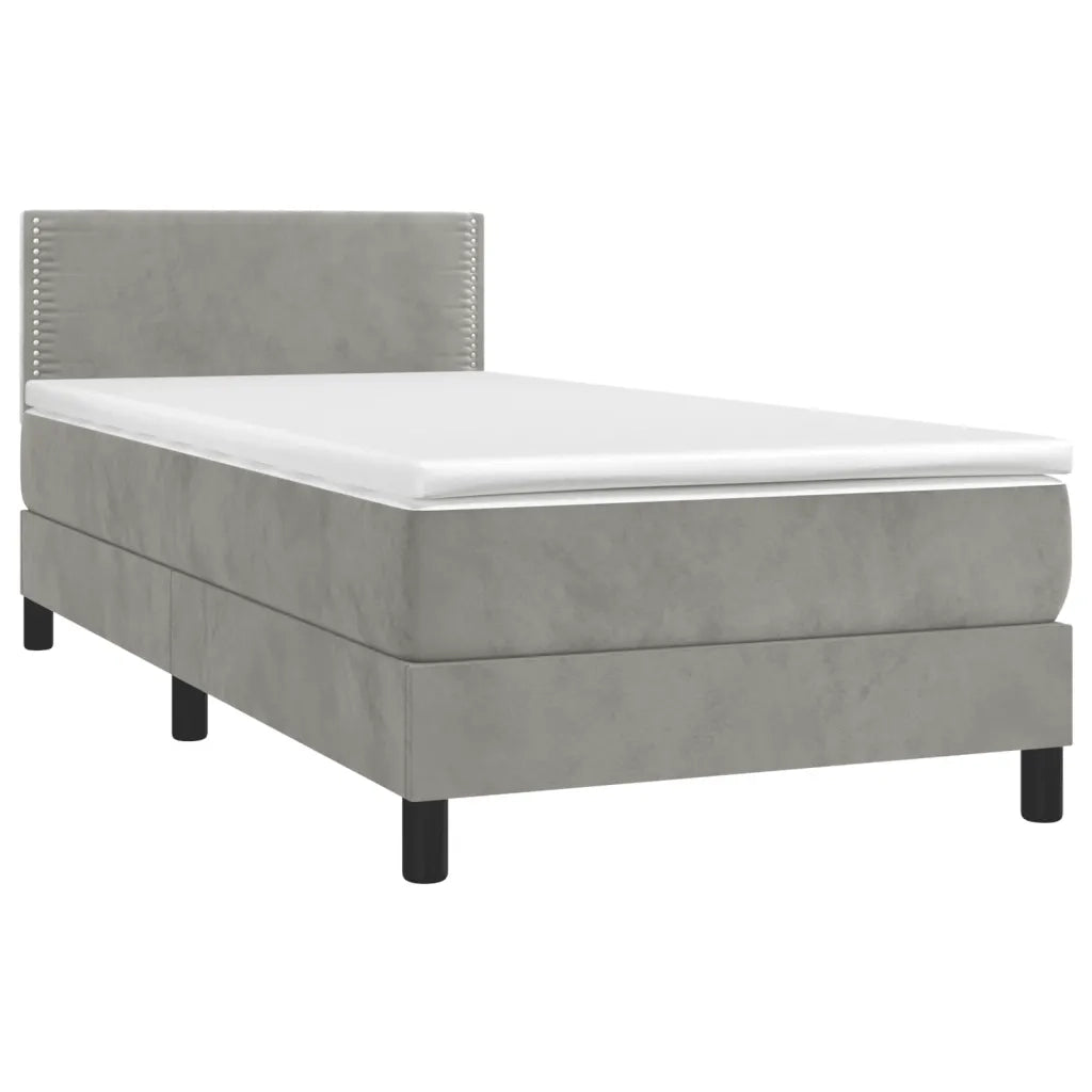 Giroletto a Molle con Materasso Grigio Chiaro 90x200 cm Velluto 3141221