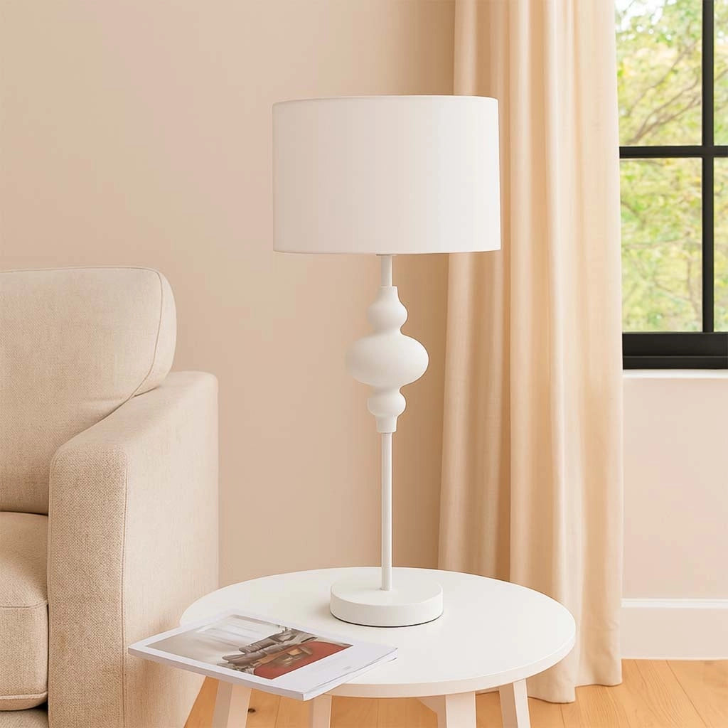 Lampada da tavolo in metallo bianco 30x30x80h cm